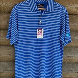 Men’s Pro Celebrity Blue & White Polo size Medium